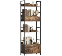 HOMCOM Bibliothèque 6 Niveaux Cadre en Métal 60x30x176cm Brun Rustique