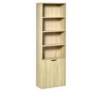 HomCom Bibliothèque armoire 4 étagères 2 portes 59x29x180 cm effet bois clair