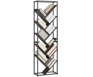 HOMCOM Bibliothèque à 10 Niveaux en Forme d'arbre, étagère Industrielle Haute de Rangement pour Salon, Bureau à Domicile, Chambre à Coucher, Gris et Noir