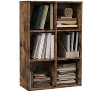 HOMCOM Bibliothèque à 3 Niveaux, étagère à Livres avec 6 bacs de Rangement, pour Salon, Chambre, Bureau, 65,5 x 30 x 97,5 cm, Brun Rustique