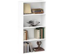 HOMCOM Bibliothèque à 4 étagères avec 2 étagères réglables, Bibliothèque Moderne en Bois, 60x24x115.5 cm, Blanc