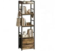 HOMCOM Bibliothèque à 4 Niveaux Étroite 39 x 26 x 136,5 cm Brun Rustique