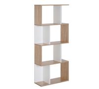 HomCom Bibliothèque en S design contemporain 4 étagères 60×24×148 cm chêne blanc Blanc G