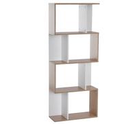HOMCOM Bibliothèque à 4 Niveaux, Meuble de Rangement en Forme de S avec étagères, étagère de Rangement pour Salon, Chambre Bureau, 60 x 24 x 148 cm, Noir, Blanc
