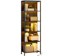 HOMCOM Bibliothèque à 5 niveaux avec éclairage LED 7 couleurs, étagère de rangement, structure en acier, style industriel, meuble de rangement pour salon, bureau, chambre, 60 x 30 x 179 cm, noir