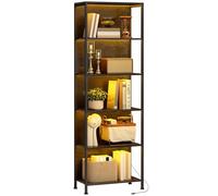 HOMCOM Bibliothèque à 5 Niveaux avec éclairage LED 7 Couleurs, étagère de Rangement, Structure en Acier, Style Industriel, Meuble de Rangement pour Salon, Bureau, Chambre, 60 x 30 x 179 cm, Noir