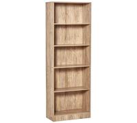 HOMCOM Bibliothèque à 5 Niveaux avec étagères réglables, étagère de Rangement Meuble pour Salon, Bureau, Chambre, 63 x 29,2 x 176 cm, Bois Naturel