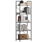 HOMCOM Bibliothèque à 5 Niveaux, étagère de Bureau Industrielle avec Cadre en métal, étagère de Rangement Ouverte pour Salon, Bureau, 60 x 30 x 170,5 cm, Noire
