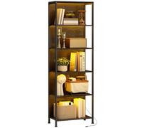 HOMCOM Bibliothèque à 5 Niveaux Étagère LED 7 Couleurs 60 x 30 x 179cm Noir | Étagère de Rangement, Meuble de Rangement, Structure en Acier, Style Industriel, Salon, Bureau, Chambre