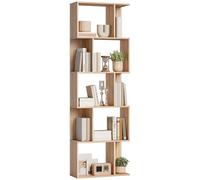 HOMCOM Bibliothèque à 5 Niveaux Forme S 60 x 24 x 184,5 cm Bois Naturel