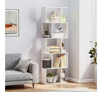 HOMCOM Bibliothèque à 5 niveaux, meuble de rangement en forme de S avec étagères, 60 x 24 x 184,5 cm, blanc