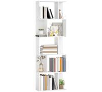 HOMCOM Bibliothèque à 5 Niveaux, Meuble de Rangement en Forme de S avec étagères, étagère de Rangement pour Salon, Chambre Bureau, 60 x 24 x 184,5 cm, Blanc