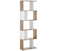 HOMCOM Bibliothèque à 5 niveaux, meuble de rangement en forme de S avec étagères, étagère de rangement blanc