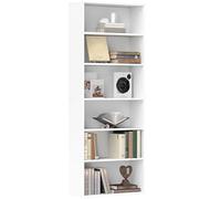 HOMCOM Bibliothèque à 6 Niveaux, bibliothèque autoportante avec étagères réglables, Meuble de Rangement pour Le Salon, la Chambre, Le Bureau, 60 x 24 x 158,5 cm, Blanc