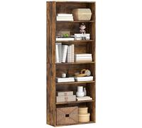 HOMCOM Bibliothèque à 6 niveaux, bibliothèque autoportante avec étagères réglables, meuble de rangement pour salon, chambre à coucher, bureau, 60 x 24 x 158,5 cm, brun rustique