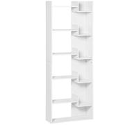 HOMCOM Bibliothèque à 6 Niveaux Design Irrégulier 60 x 21 x 162,5 cm Blanc | Étagère de Rangement, Bibliothèque Haute, Étagère à Livres Moderne, pour Salon, Chambre, Bureau