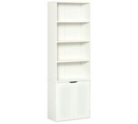 HOMCOM Bibliothèque à 6 Niveaux, Meuble de Rangement, étagère à Livres 59 x 29 x 180 cm avec 4 Compartiments Ouverts et 2 Portes, étagère de Rangement pour Salon, Chambre, Bureau, Blanc