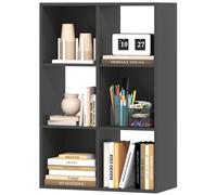 HOMCOM Bibliothèque à cubes avec 6 étagères porte-objets en bois au design rustique, 61,5x29,5x91,5 cm, Noir
