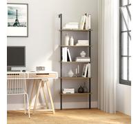 HOMCOM Bibliothèque à Échelle avec 5 Étagères en Style Industriel en Bois et Métal, 60x30x184,5cm, Marron