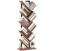 HOMCOM Bibliothèque Arbre à 9 Niveaux, Meuble de Rangement Industriel avec Cadre en Acier, 50x24x136cm, Brun Rustique