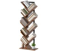 HOMCOM Bibliothèque Arbre à 9 Niveaux, Meuble de Rangement Industriel avec Cadre en Acier, 50x24x136cm, Brun Rustique
