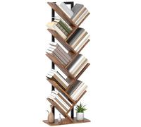 HOMCOM Bibliothèque Arbre à 9 Niveaux, Meuble de Rangement Industriel avec Cadre en Acier, pour Livres, CD, DVD, Albums dans Salon, Chambre, Bureau, 50 x 24 x 136 cm, Brun Rustique