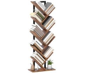 HOMCOM Bibliothèque Arbre à 9 Niveaux, Meuble de Rangement Industriel avec Cadre en Acier, pour Livres, CD, DVD, Albums dans Salon, Chambre, Bureau, 50 x 24 x 136 cm, Brun Rustique