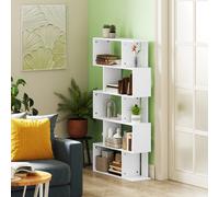 HOMCOM Bibliothèque Asymétrique en S à 5 Niveaux avec 10 Étagères Ouvertes, en Bois, 80x24x159 cm, Blanc