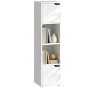HOMCOM Bibliothèque avec 2 armoires et portes, étagère à 4 étagères, meuble bibliothèque avec étagères ouvertes et design anti-basculement pour salon, chambre à coucher, bureau, blanc