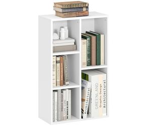 HOMCOM Bibliothèque avec 5 Compartiments 50 x 24 x 80 cm Blanc | Étagère de Rangement, Meuble de Rangement, pour Salon, Chambre à Coucher