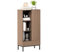 HOMCOM Bibliothèque avec Placard à Porte Étagère 60 x 34 x 121 cm Gris | Meuble de Rangement, 3 Compartiments Ouverts, Étagères Ajustables, Buffet pour Salon et Salle à Manger