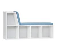 HOMCOM Bibliothèque banc 2 en 1 avec 5 compartiments de rangement et 2 coussins 108 x 30 x 60 cm blanc bleu