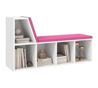 HOMCOM Bibliothèque Banc 2 en 1 avec 5 Compartiments de Rangement et 2 Coussins étagère de Rangement Livres 108 x 30 x 60 cm Blanc Rose