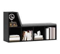 HOMCOM Bibliothèque Banc 2 en 1 avec 5 Compartiments de Rangement et 2 Coussins étagère de Rangement Livres 108 x 30 x 60 cm Noir Gris