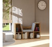 HOMCOM Bibliothèque banc 2 en 1 avec coussins de siège, étagère cube 6 compartiments ouverts, 102 x 30 x 61 cm, brun rustique