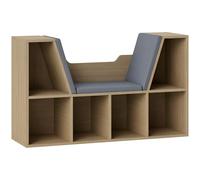 HomCom Bibliothèque banc 2 en 1 6 casiers aspect bois clair coussins inclus Marron