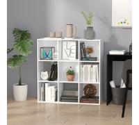 HOMCOM Bibliothèque Blanche pour Maison et Bureau, Étagère au Design Moderne avec 9 Compartiments en Bois, 91,5 x 29,5 x 91,5 cm