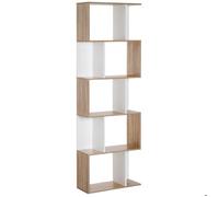 HOMCOM - bibliothèque - Bois - 60x24x185cm - bois de chêne, blanc