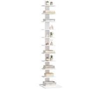 HOMCOM Bibliothèque Colonne 11 Niveaux, étagère d'angle Polyvalente, Meuble Haut et étroit pour Petits espaces, Blanc