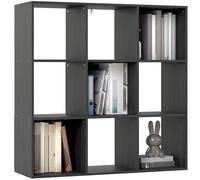HOMCOM Bibliothèque Cube Moderne à 3 Niveaux avec 9 Compartiments de Rangement Ouverts, Meuble de Rangement Autonome pour Salon, Chambre à Coucher, Bureau, Noir