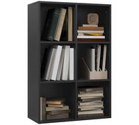 HOMCOM Bibliothèque cubique Moderne à 3 Niveaux avec 6 Compartiments de Rangement Ouverts, Meuble de Rangement Autonome pour Salon, Chambre à Coucher, Bureau, Noir