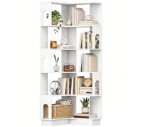 HOMCOM Bibliothèque d'angle 6 Niveaux 60 x 60 x 165,5 cm Blanc