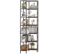 HomCom Bibliothèque d'angle 7 niveaux – Étagère de rangement industrielle 60×60×198 cm Brun rustique
