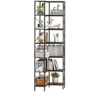 HomCom Bibliothèque d'angle 7 niveaux – Étagère de rangement industrielle 60×60×198 cm Brun rustique