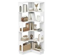 HOMCOM Bibliothèque d'angle, étagère de Rangement à 6 Niveaux avec Panneaux latéraux arqués, Style Moderne, Meuble de Rangement pour Bureau, Salon, Chambre, 60 x 60 x 165,5 cm, Blanc