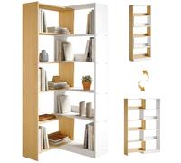 HOMCOM Bibliothèque d'angle Rotative 350° 60-111x24x164cm Chêne Blanc