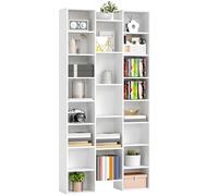 HOMCOM Bibliothèque de 181 cm avec 21 compartiments, étagère verticale mince avec 10 étagères réglables, étagère de rangement pour le salon, la chambre à coucher et le bureau, blanc