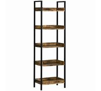 HOMCOM Bibliothèque de Style Industriel avec 5 étagères, Armoire bibliothèque en Bois et métal pour la Maison et Le Bureau, 48x30x155cm, Rustic Brown