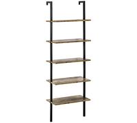 HOMCOM Bibliothèque échelle 5 étagères industrielle 60x30x184,5 cm Marron