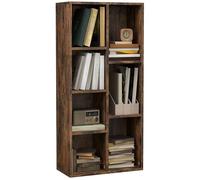 HOMCOM Bibliothèque en Bois avec 7 Compartiments de Rangement Plantes Dossiers pour Salon Chambre Bureau 50x24x106 cm Rustique Marron